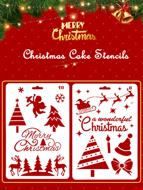 FAIS DU Christmas Animal Print Cake Stencil Templates Decoration Reusable  Cake Cookies Baking for Stencil Diy